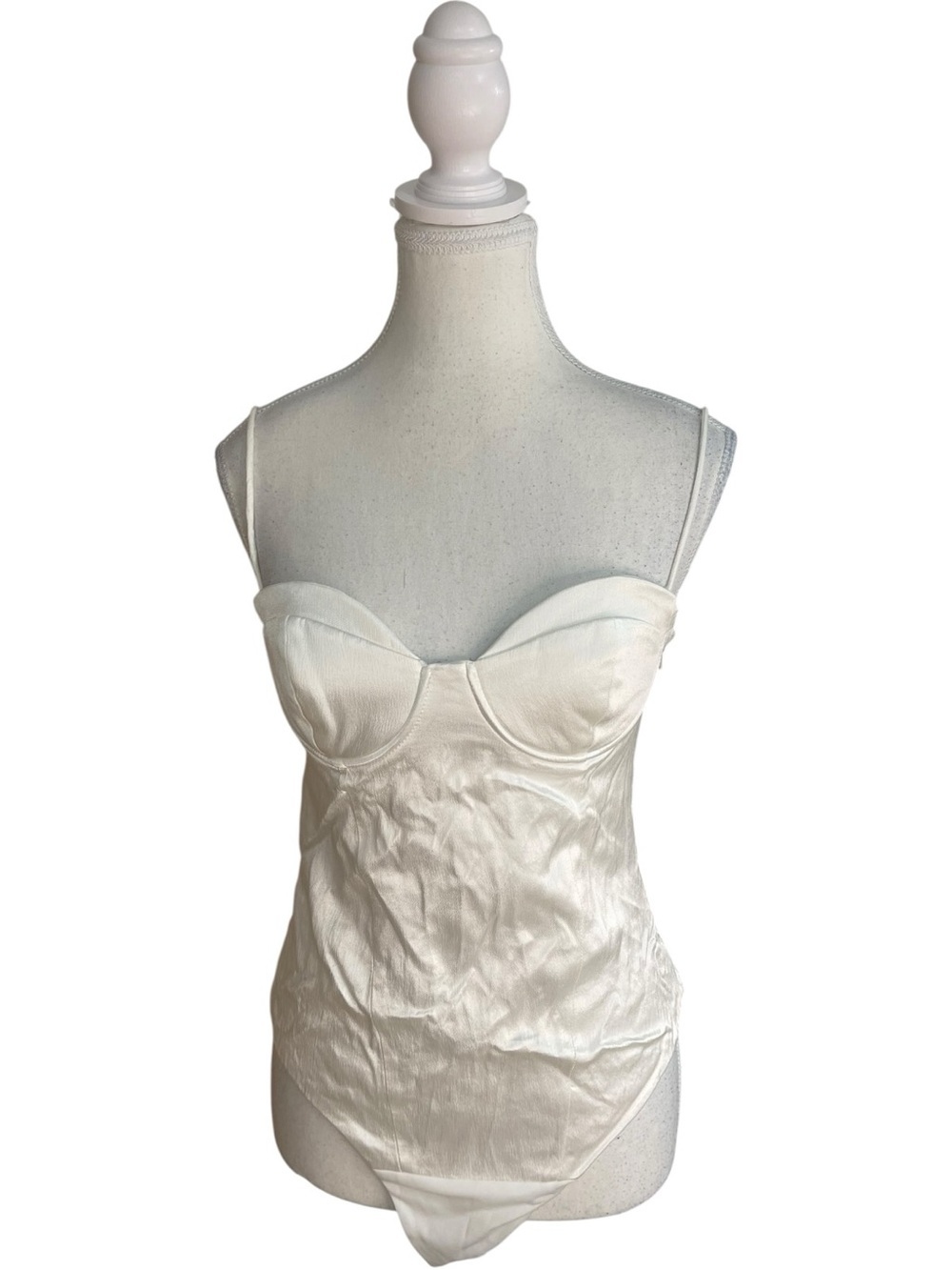 Zara Satin Effect Bustier Bodysuit Ivory
